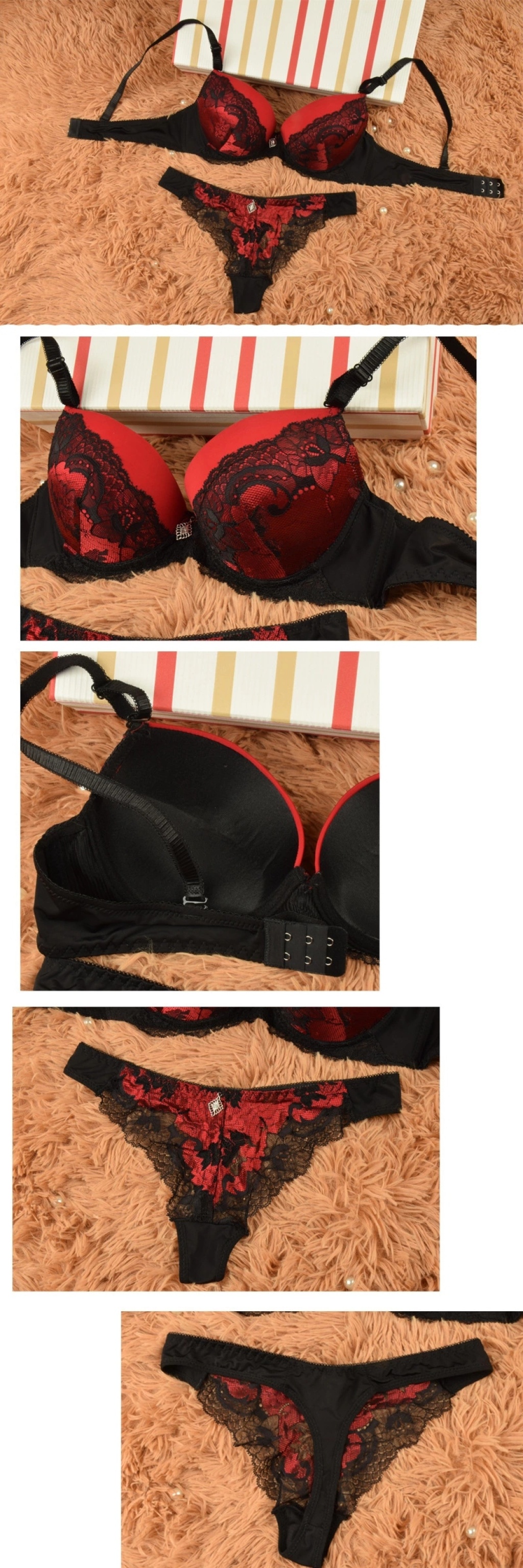 Popular European and American Foreign Trade Adjustable Bra Set with Steel Ring Top Thin Bottom Thick Push up Sexy Adjustable