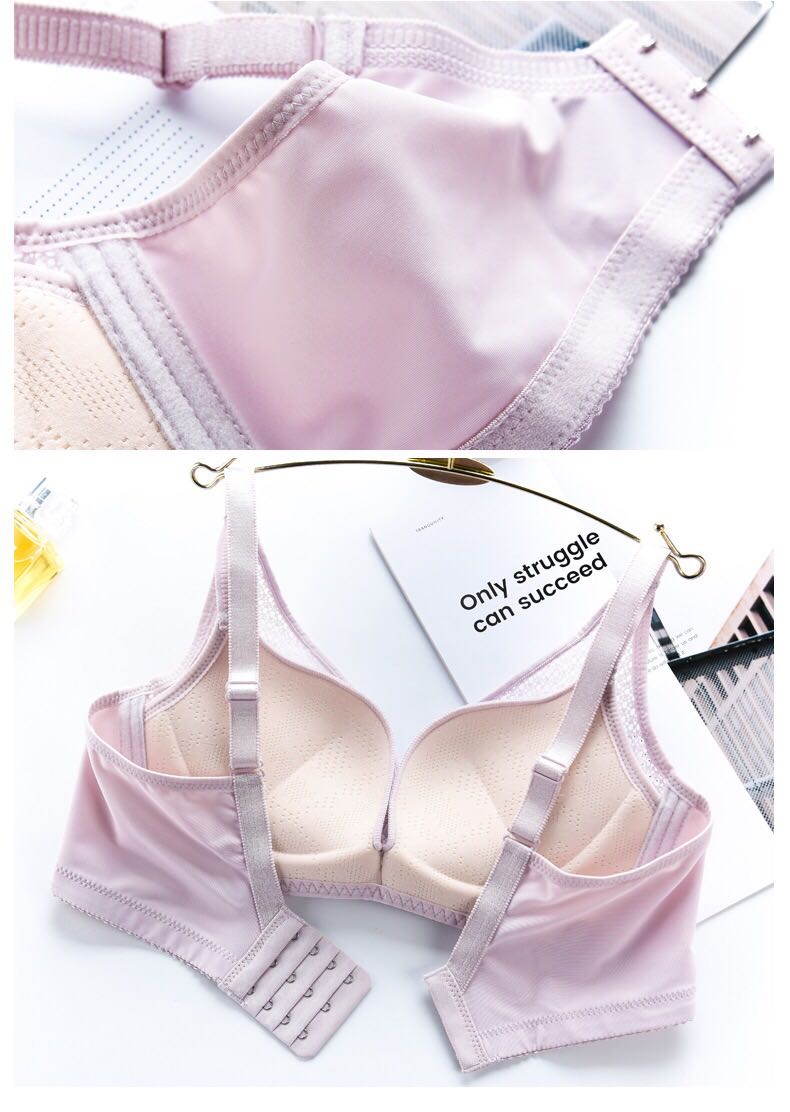 Quality sewing technology series spring/summer 2019 new fashion lace seamless bra small chest thickening gathered Quality sewing technology series spring/summer 2019 new fashion lace seamless bra small chest thickening gathered