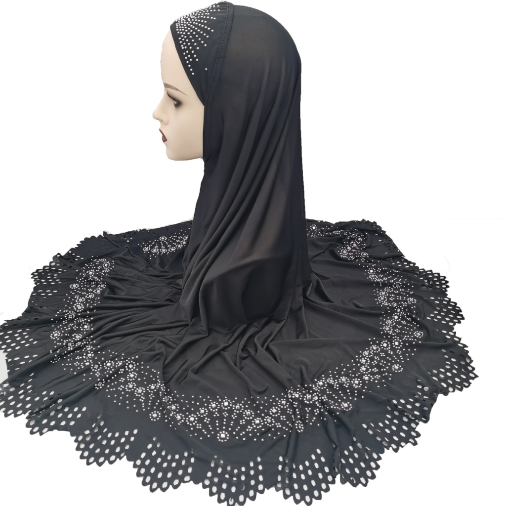 Foreign Trade Hot Selling European and American African Middle East Arab Muslim Ladies Laser Cut Flower Hot Drilling Veil Tam-O'-Shanter Pack Foreign Trade Hot Selling European and American African Middle East Arab Muslim Ladies Laser Cut Flower Hot Drilling Veil Tam-O'-Shanter Pack