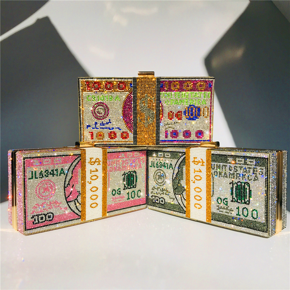 Hengmei New Style Hot Drilling Dollar Handbag Dress Evening Bag Women's Handbag Crystal Dollar Bag Clutch Bag Hengmei New Style Hot Drilling Dollar Handbag Dress Evening Bag Women's Handbag Crystal Dollar Bag Clutch Bag