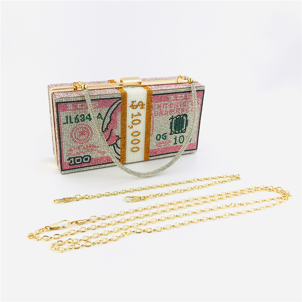 Hengmei New Style Hot Drilling Dollar Handbag Dress Evening Bag Women's Handbag Crystal Dollar Bag Clutch Bag Hengmei New Style Hot Drilling Dollar Handbag Dress Evening Bag Women's Handbag Crystal Dollar Bag Clutch Bag