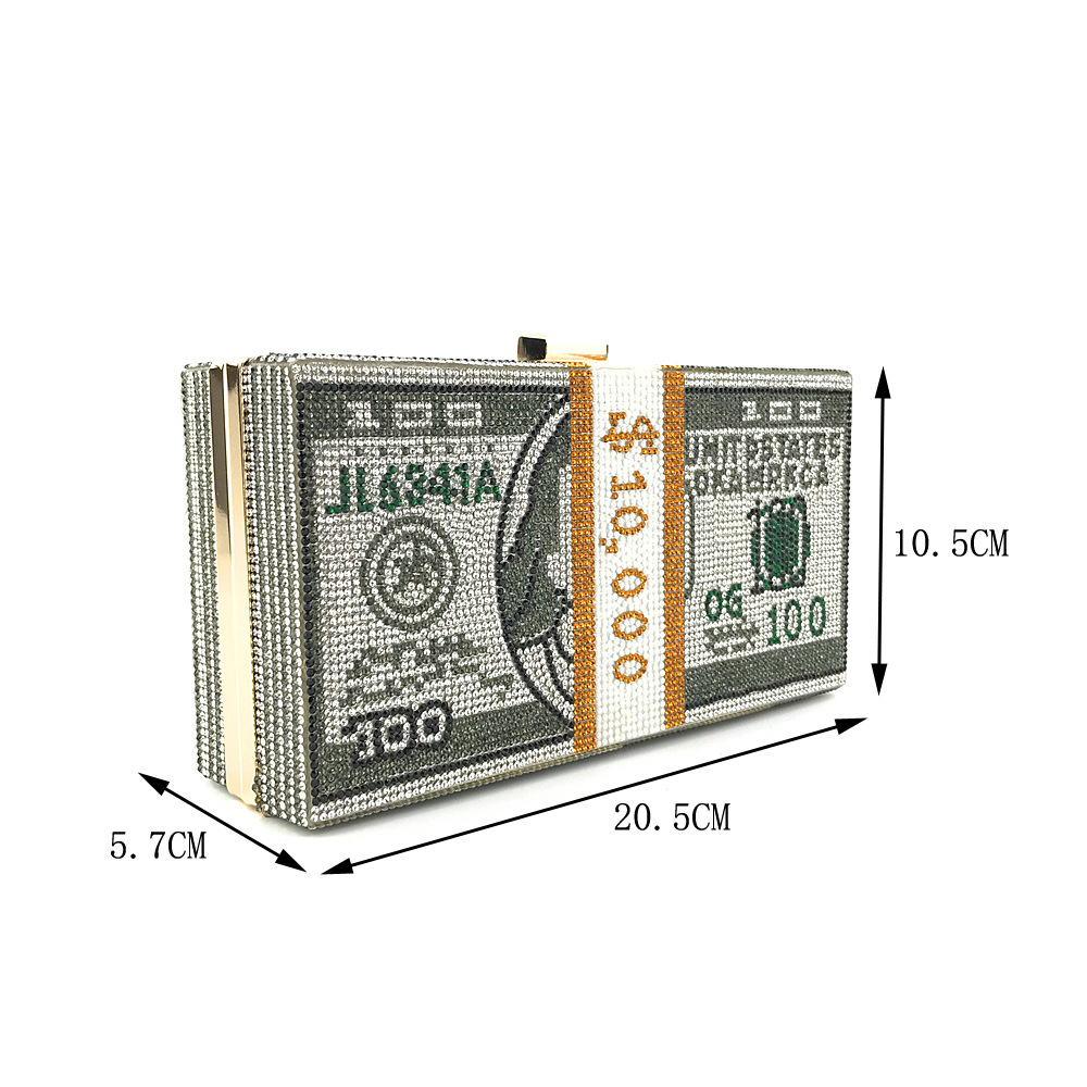 Hengmei New Style Hot Drilling Dollar Handbag Dress Evening Bag Women's Handbag Crystal Dollar Bag Clutch Bag Hengmei New Style Hot Drilling Dollar Handbag Dress Evening Bag Women's Handbag Crystal Dollar Bag Clutch Bag