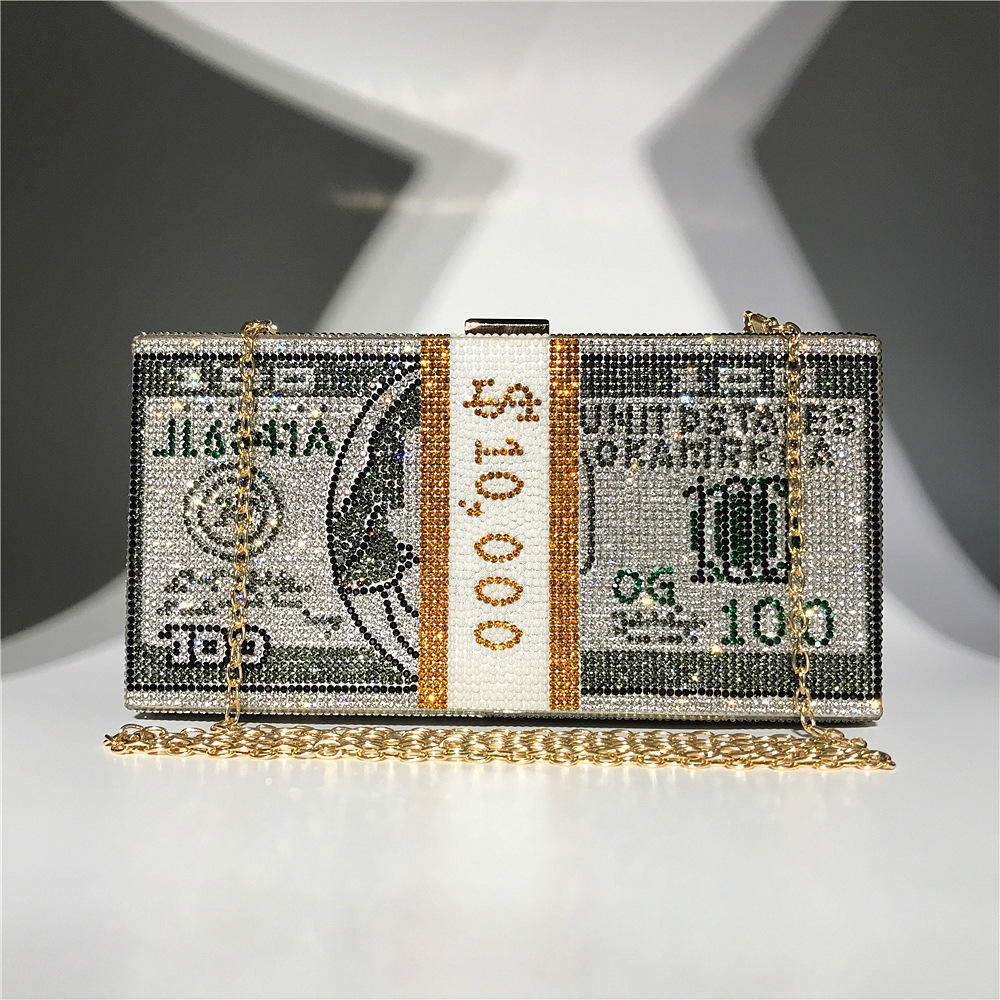 Hengmei New Style Hot Drilling Dollar Handbag Dress Evening Bag Women's Handbag Crystal Dollar Bag Clutch Bag Hengmei New Style Hot Drilling Dollar Handbag Dress Evening Bag Women's Handbag Crystal Dollar Bag Clutch Bag