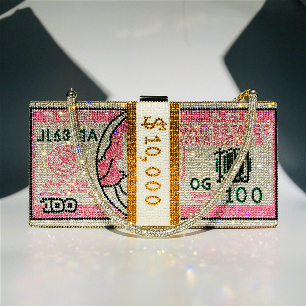Hengmei New Style Hot Drilling Dollar Handbag Dress Evening Bag Women's Handbag Crystal Dollar Bag Clutch Bag Hengmei New Style Hot Drilling Dollar Handbag Dress Evening Bag Women's Handbag Crystal Dollar Bag Clutch Bag