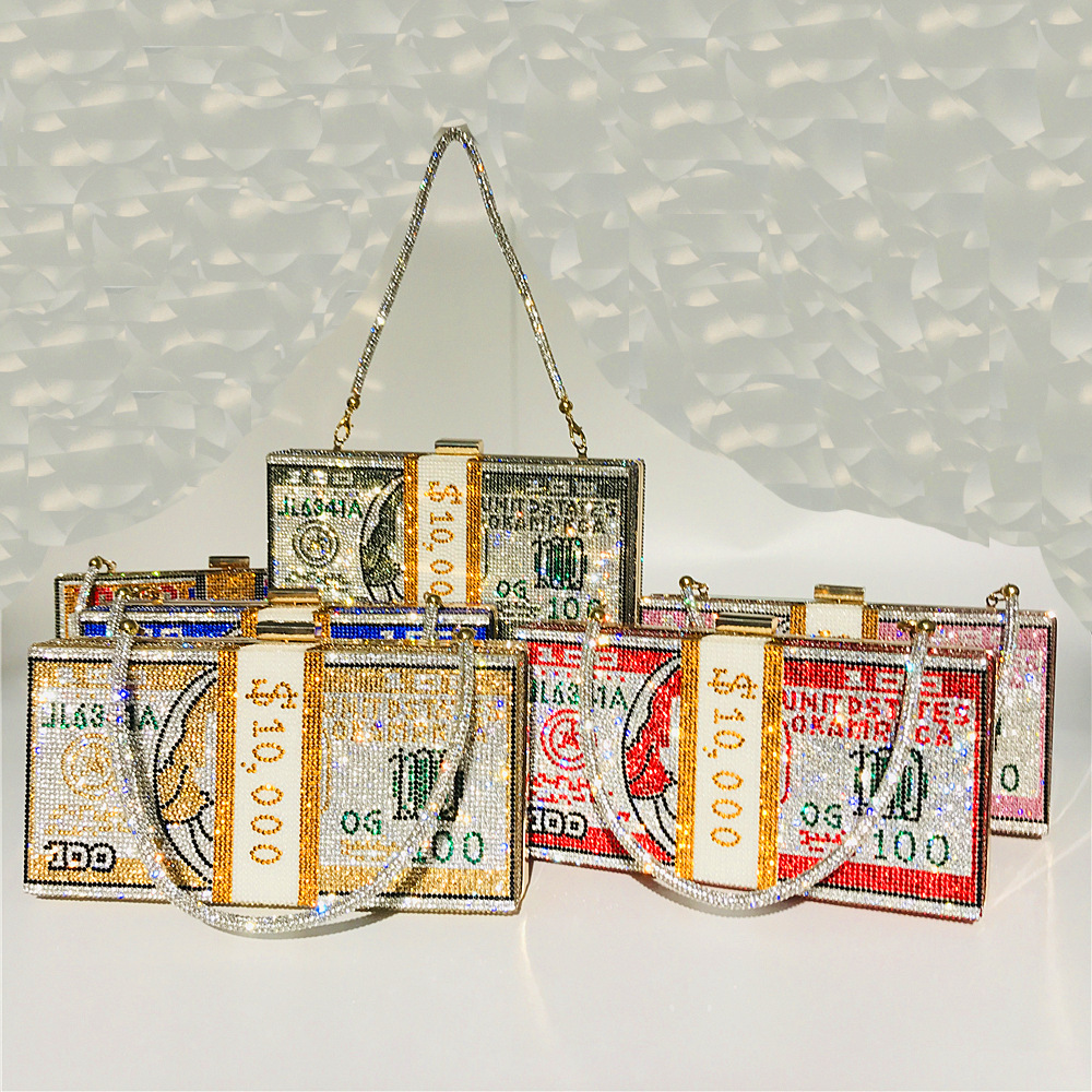 Hengmei New Style Hot Drilling Dollar Handbag Dress Evening Bag Women's Handbag Crystal Dollar Bag Clutch Bag Hengmei New Style Hot Drilling Dollar Handbag Dress Evening Bag Women's Handbag Crystal Dollar Bag Clutch Bag