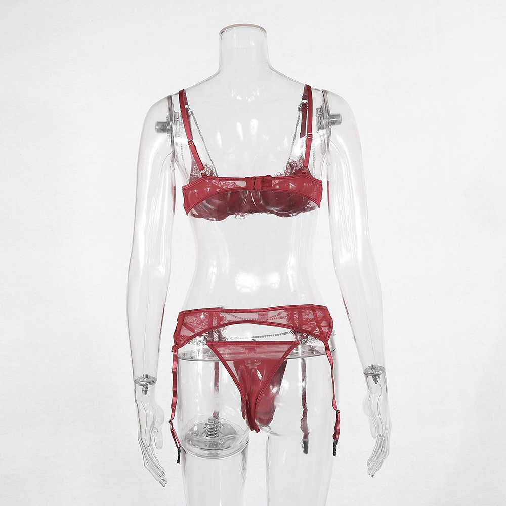 Heavy Craft Women's Fashion Sexy Gather Pushup Underwear Lace Hot Drilling ThreePiece Set 2019 New Style 6072 Heavy Craft Women's Fashion Sexy Gather Pushup Underwear Lace Hot Drilling ThreePiece Set 2019 New Style 6072