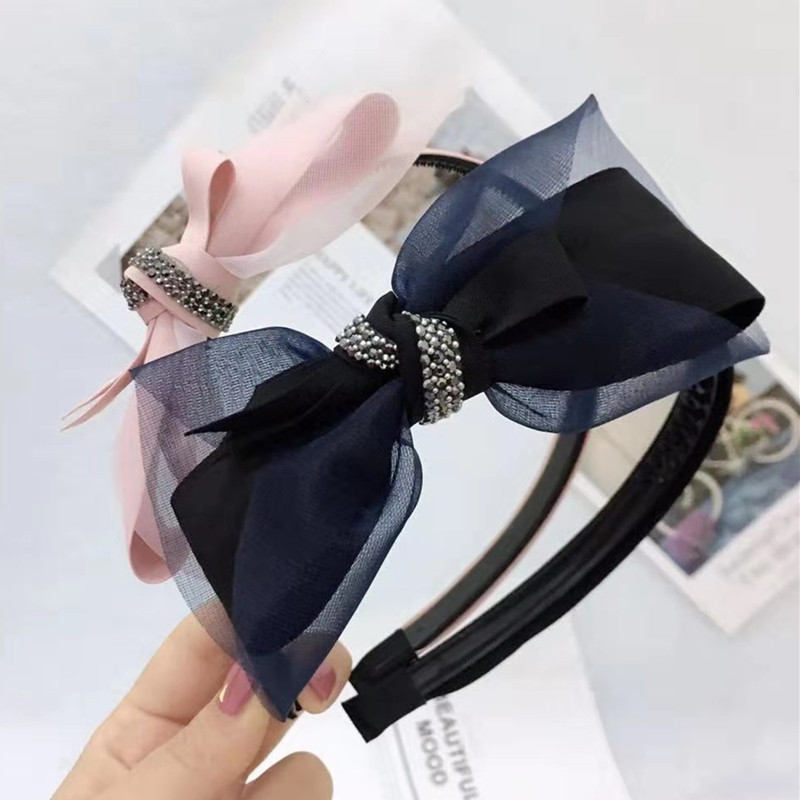 Korean Style New Wide Brim Rabbit Ears Hair Hoop Face Wash Vintage Bow Hair Accessories Knotted fabric heat press