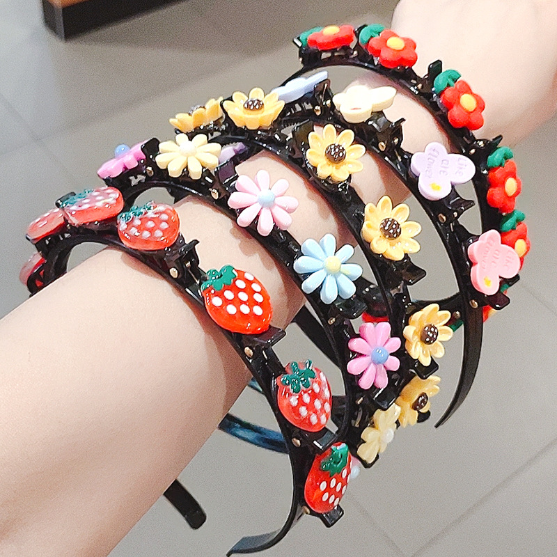 Children&#039;s Hair Band Korean Hair Accessories Cute Baby Broken Hair Headband Hair Braiding Artifact   fabric heat press