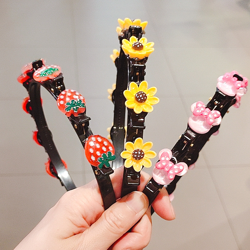 Children&#039;s Hair Band Korean Hair Accessories Cute Baby Broken Hair Headband Hair Braiding Artifact   fabric heat press