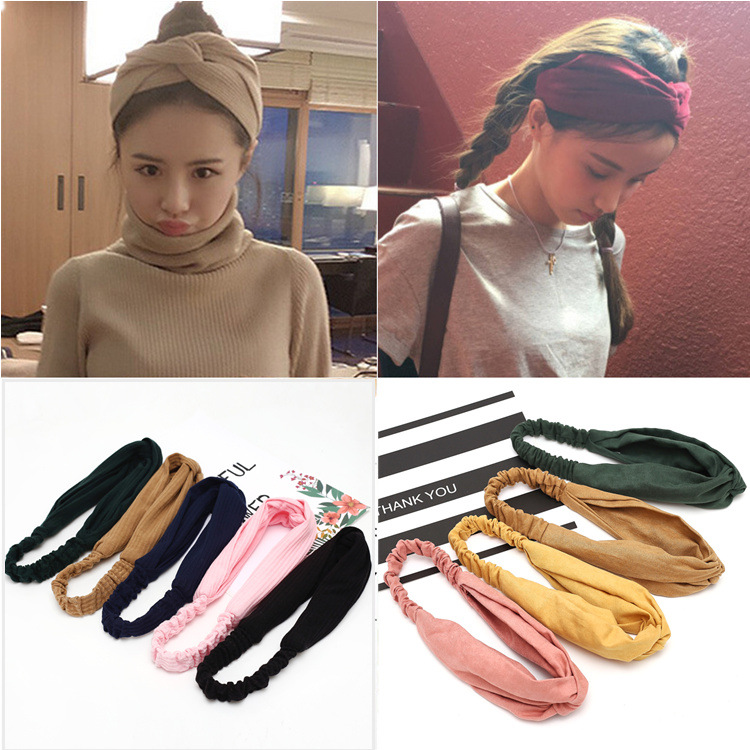 New Cross Tight Hair Band Washing Face Hair Band Women&#039;s Solid Color Hair Accessories Korean  fabric heat press