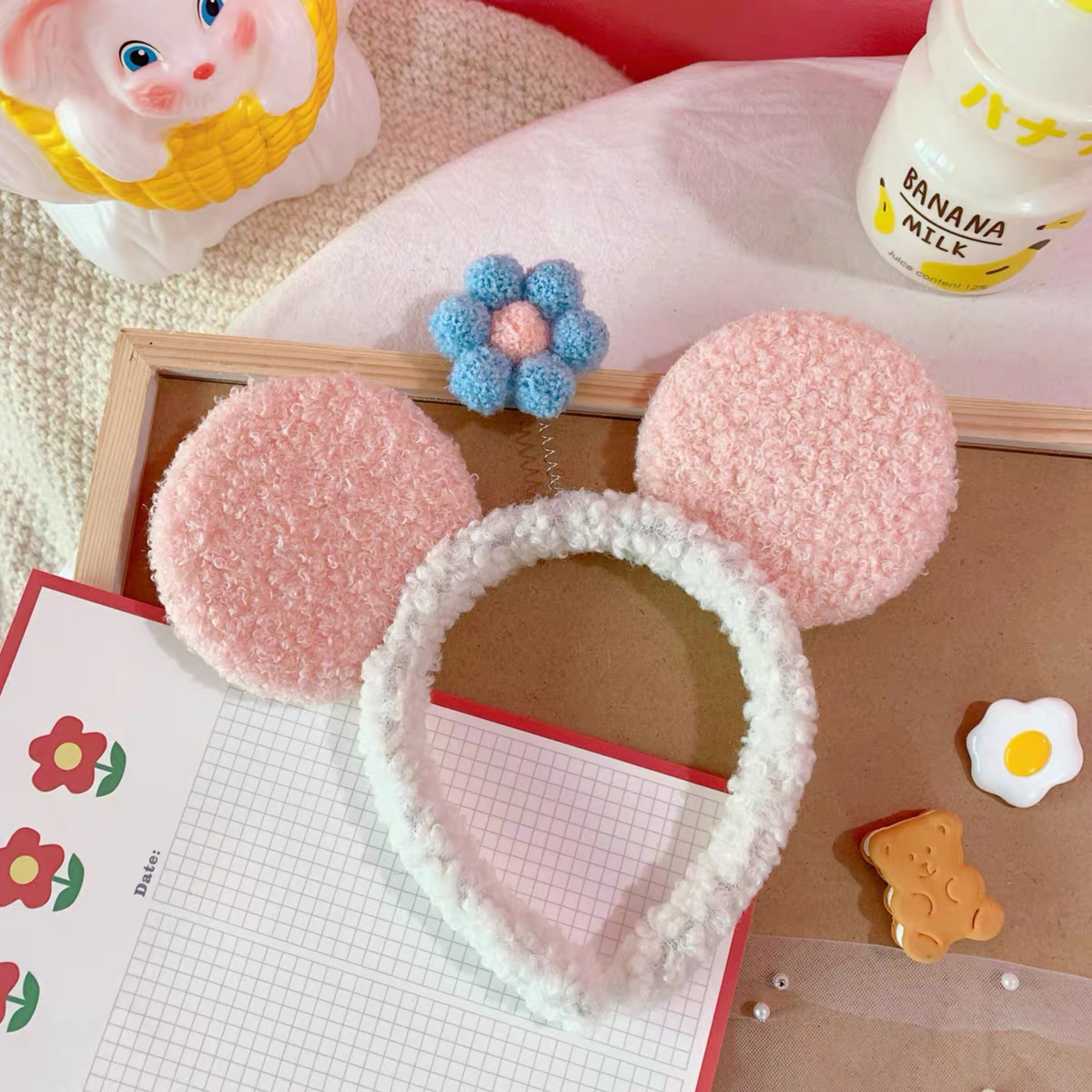 fabric heat press Flower Headband Cute Plush Flower Headband Mickey Headband Cartoon Hair Pin Headwear for Girls