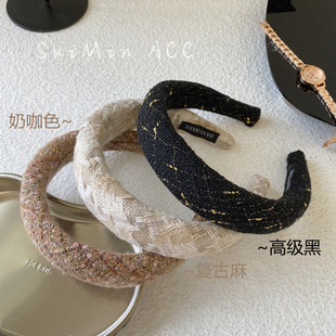 fabric heat press Headband Wide Edge Texture Pearl Rhinestone Headband Letter Satin Hair Tie Fairy Face Wash Headband