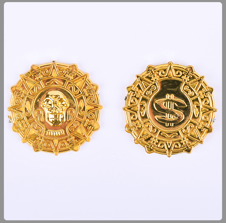 Cross-Border Hot Sale Electroplated Plastic Pirate Gold Coin 3.6cm Game Coin Chip Kindergarten Gifts Treasure Hunting Game
