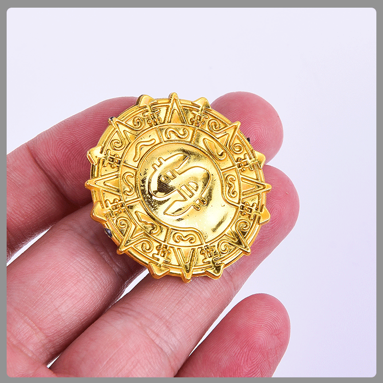 Cross-Border Hot Sale Electroplated Plastic Pirate Gold Coin 3.6cm Game Coin Chip Kindergarten Gifts Treasure Hunting Game