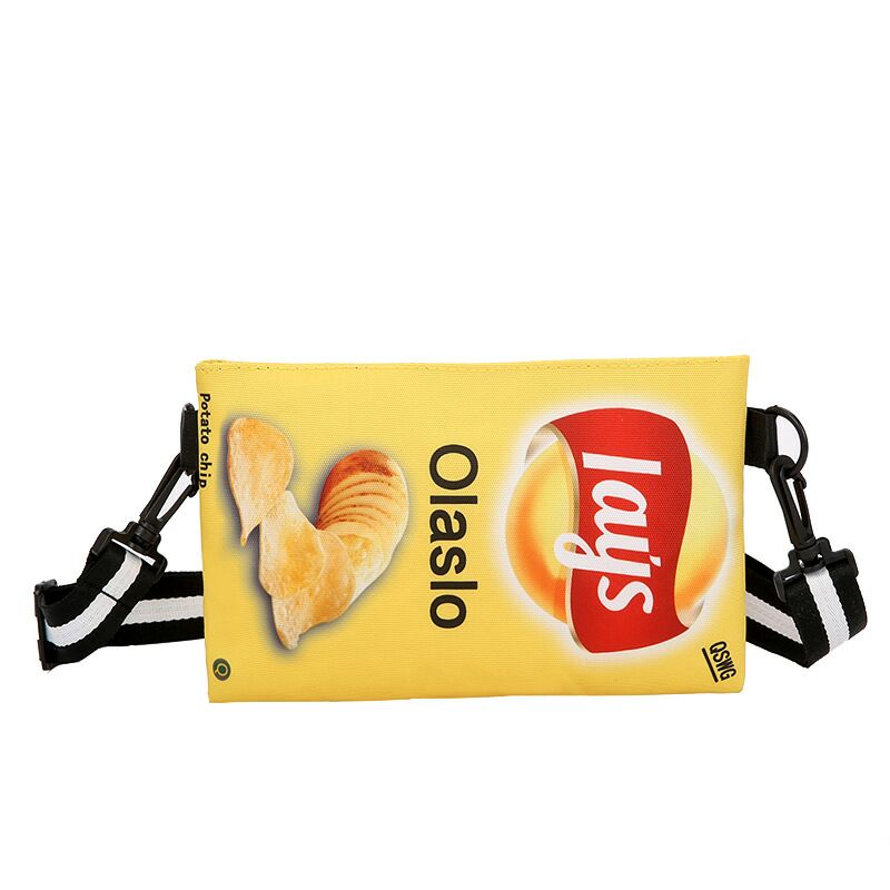 Cross border ins super hot personality potato chip bag one shoulder Cross bag wide strap canvas casual girls cartoon net red envelope Cross border ins super hot personality potato chip bag one shoulder Cross bag wide strap canvas casual girls cartoon net red envelope
