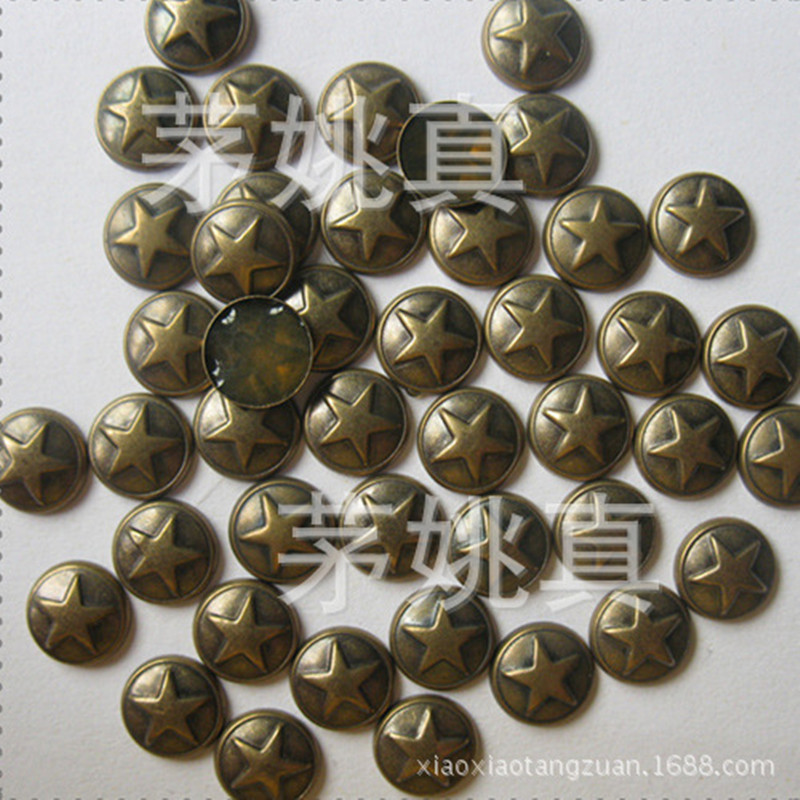 The circular copper Bronze Star drilling hot chip 8mm round copper gun color printing