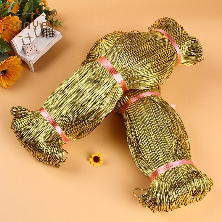 Customized 8 Core round Gold Wire Cotton Yarn Dacron Ropes DIY Luggage Tag Golden Rope Decorative Gift Golden Rope