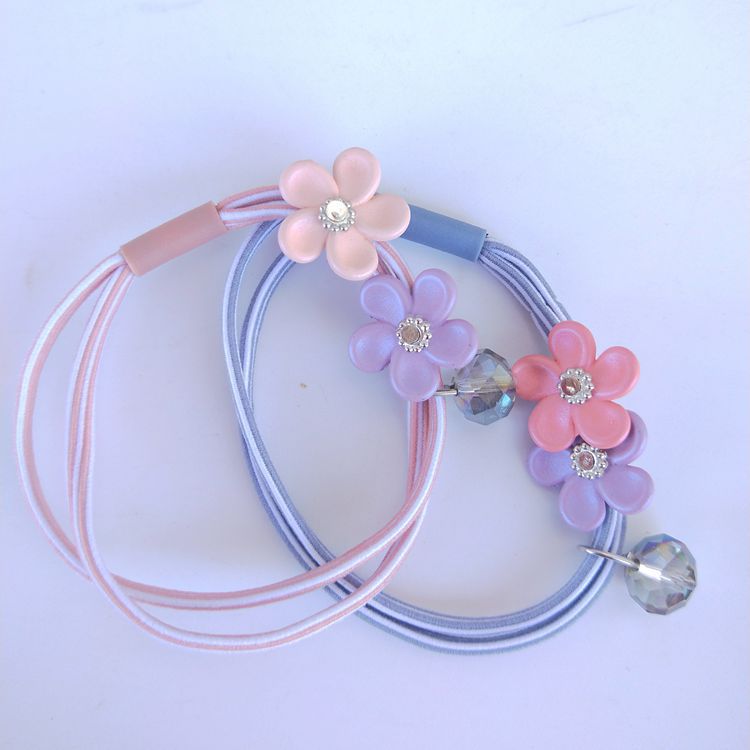 Korean Style Small Flower Crystal Head Rope 2-Strand Colorful Ropes Rubber Band Small Flower Head Rope 1 Yuan Rubber Band Headdress Gift Gift Korean Style Small Flower Crystal Head Rope 2-Strand Colorful Ropes Rubber Band Small Flower Head Rope 1 Yuan Rubber Band Headdress Gift Gift