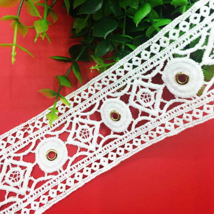 Foreign trade popular milk silk garment accessories accessories eyelet lace embroidery water soluble lace bar Foreign trade popular milk silk garment accessories accessories eyelet lace embroidery water soluble lace bar