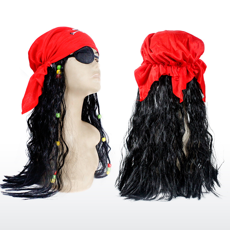 Captain Hook, Pirates of the Caribbean Wig, Captain Jack, Wig Kerchief