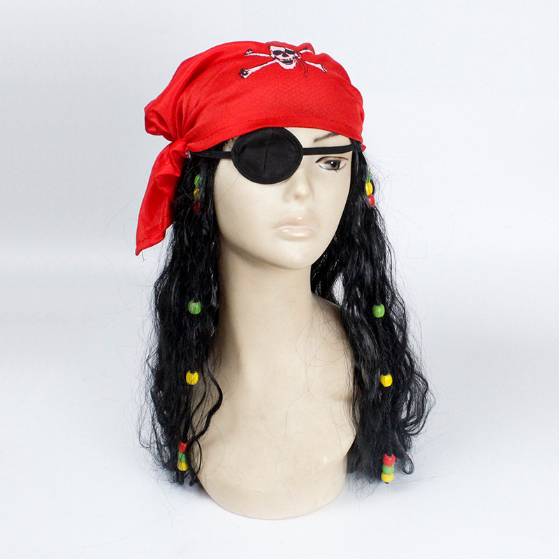 Captain Hook, Pirates of the Caribbean Wig, Captain Jack, Wig Kerchief