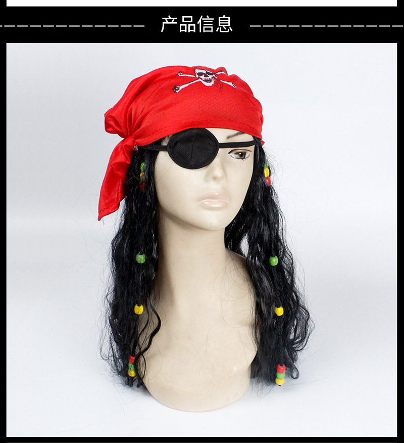 Captain Hook, Pirates of the Caribbean Wig, Captain Jack, Wig Kerchief Captain Hook, Pirates of the Caribbean Wig, Captain Jack, Wig Kerchief