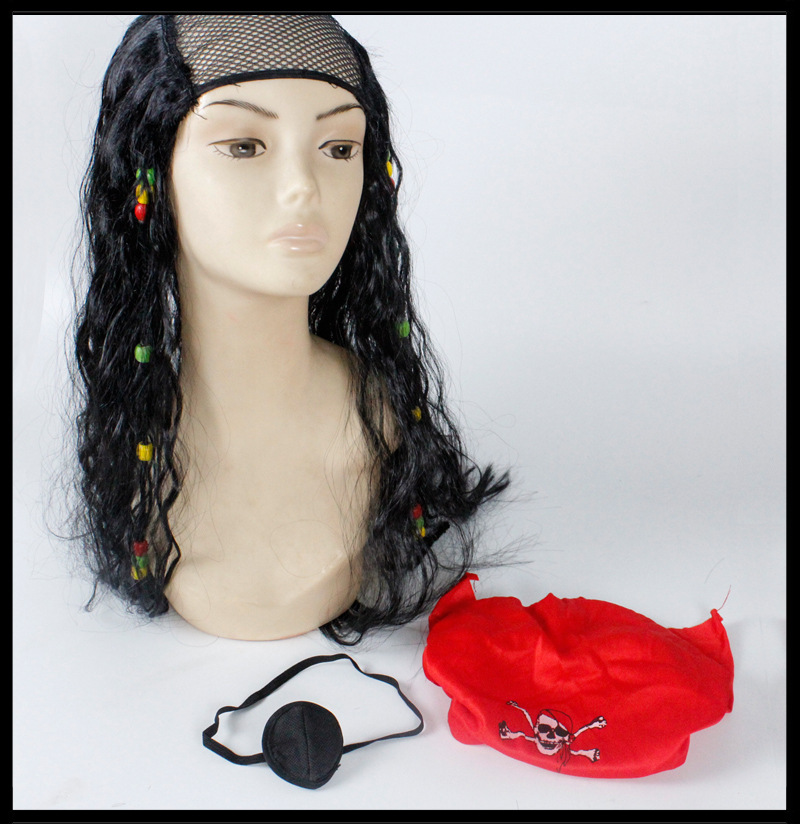 Captain Hook, Pirates of the Caribbean Wig, Captain Jack, Wig Kerchief Captain Hook, Pirates of the Caribbean Wig, Captain Jack, Wig Kerchief