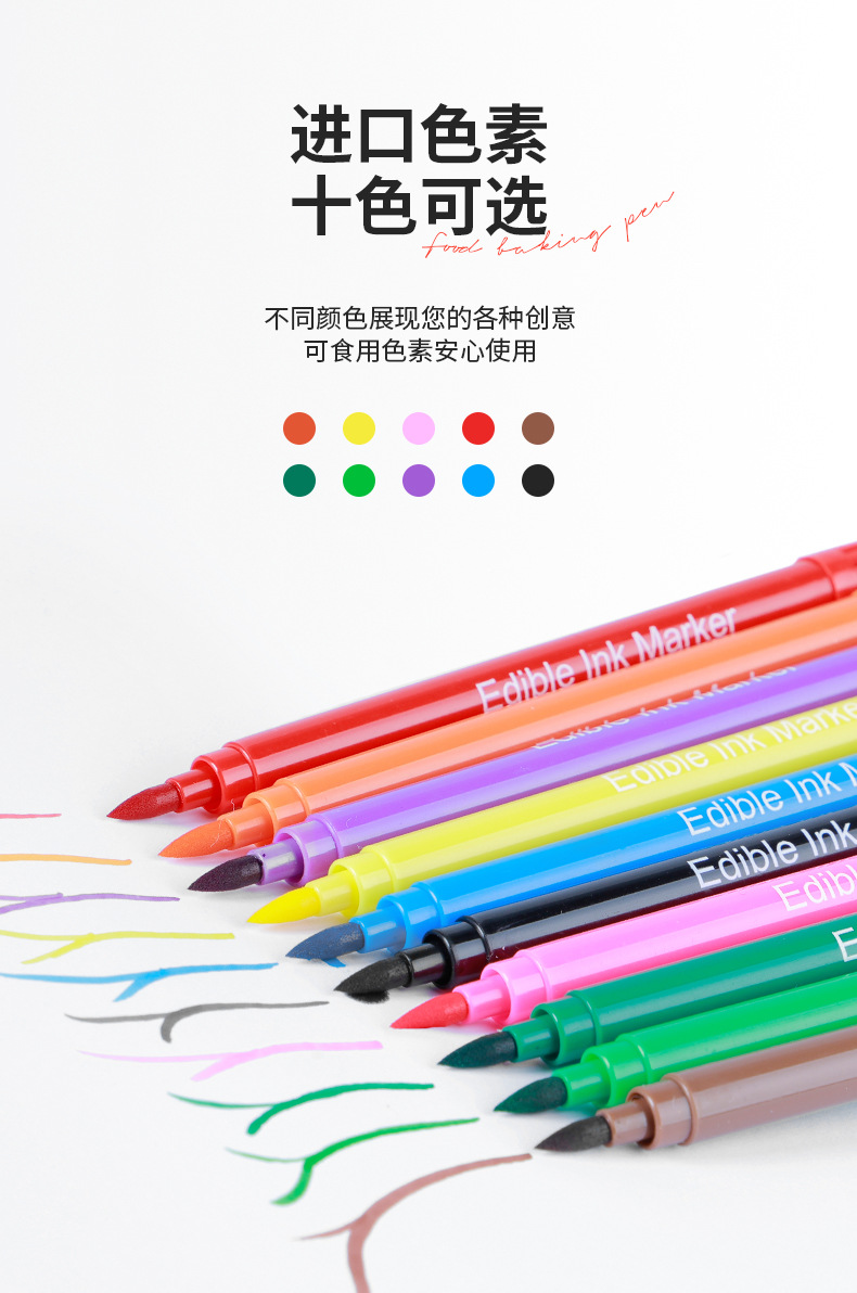 in Stock Edible Baking Pigment Pen Fondant Cookies Cake Material Food Pen Hook Line Depiction Pens for Writing Letters in Stock Edible Baking Pigment Pen Fondant Cookies Cake Material Food Pen Hook Line Depiction Pens for Writing Letters