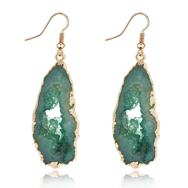 New Accessories Personalized Fashion Earrings Irregular Hollowout Earrings Retro Ear Hook Foreign Trade Resin Earrings