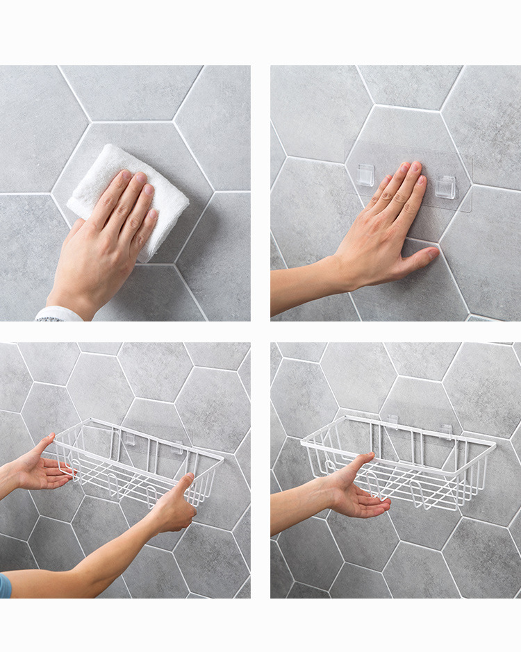 Iron Punch-Free Bathroom Iron hook Wall Washstand Hanging Basket Wall Hanging Draining Storage Basket Storage Rack Iron Punch-Free Bathroom Iron hook Wall Washstand Hanging Basket Wall Hanging Draining Storage Basket Storage Rack