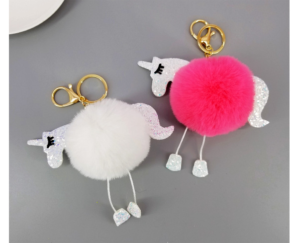 Unicorn Bright color wool ball key chain Pendant Bag Pendant Factory Direct sale