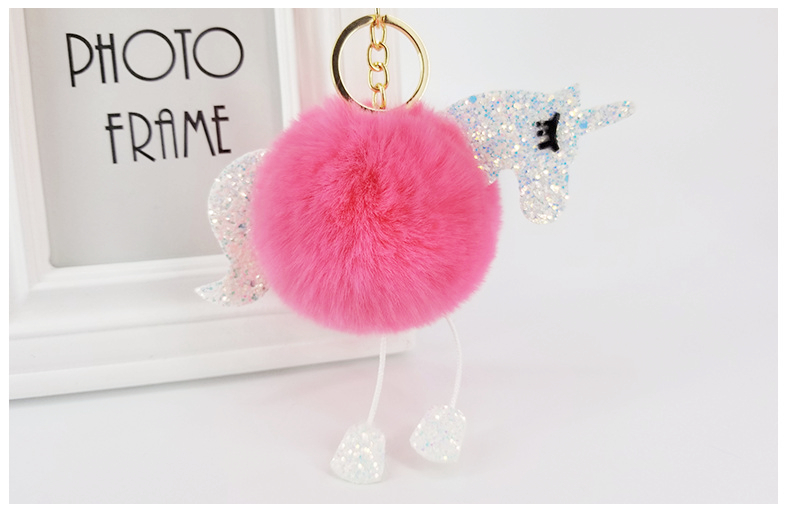 Unicorn Bright color wool ball key chain Pendant Bag Pendant Factory Direct sale