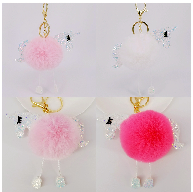 Unicorn Bright color wool ball key chain Pendant Bag Pendant Factory Direct sale Unicorn Bright color wool ball key chain Pendant Bag Pendant Factory Direct sale