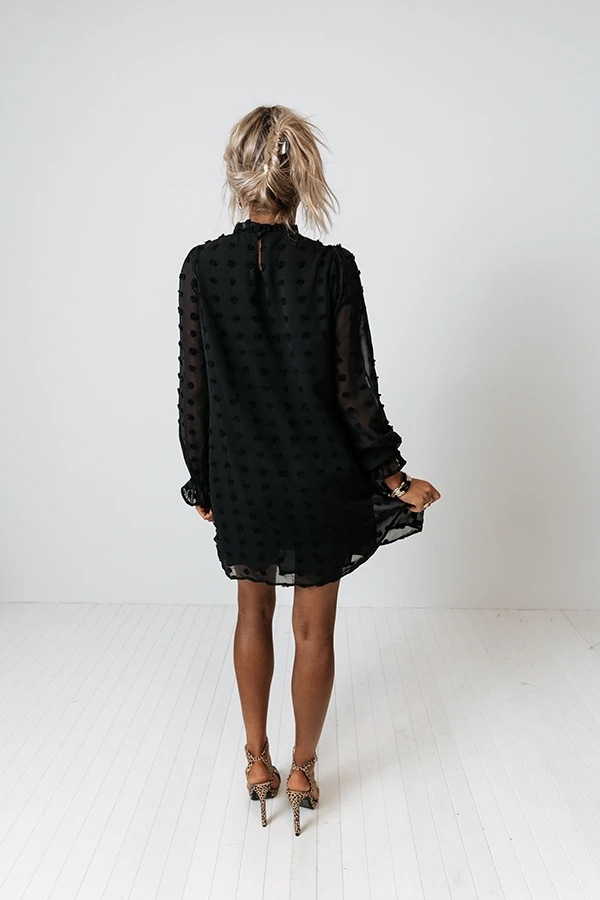 2022 Europe and America Cross Border Amazon Autumn and Winter Lace Collar Puff Sleeve Chiffon Embroidered Fur Ball Dress Dress for Women