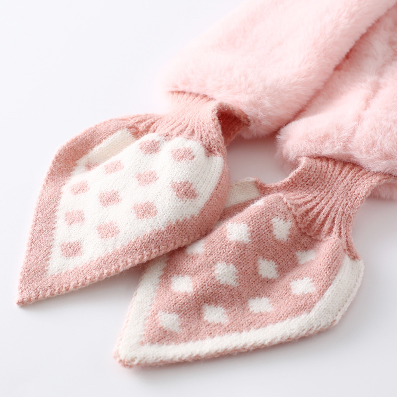 South Korea Dongdaemun Polka Dot Peach Heart Fur Collar Scarf Knitted Stitching Plush Detachable Collar Tonglu Warm Wool Scarf for Women