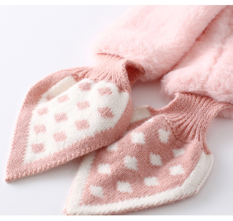 South Korea Dongdaemun Polka Dot Peach Heart Fur Collar Scarf Knitted Stitching Plush Detachable Collar Tonglu Warm Wool Scarf for Women