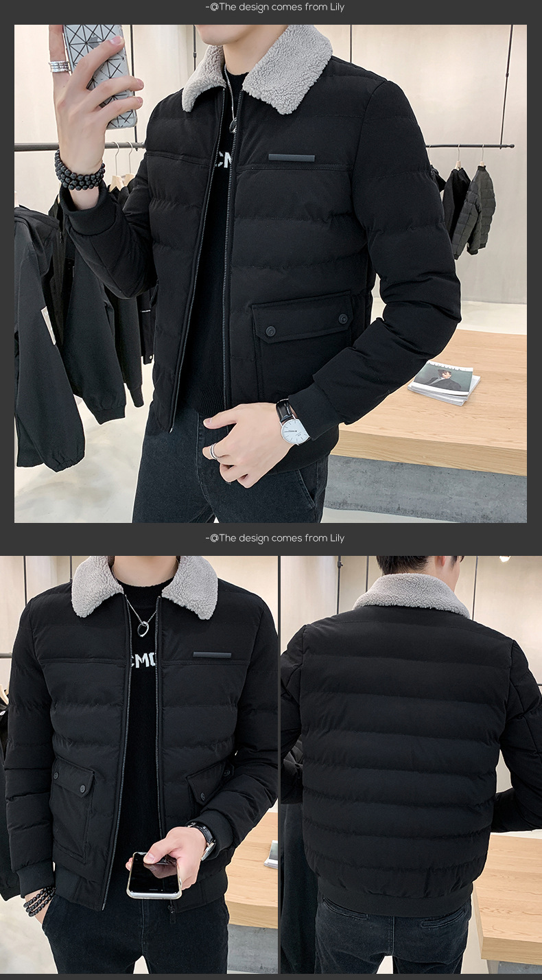 Winter Clothing Coat Cotton-Padded Coat Men 'S Trendy Winter Thickened Padded Jacket 2021 New Fashion Brand Clothes Men 'S Fur Collar Workwear Cotton Coat