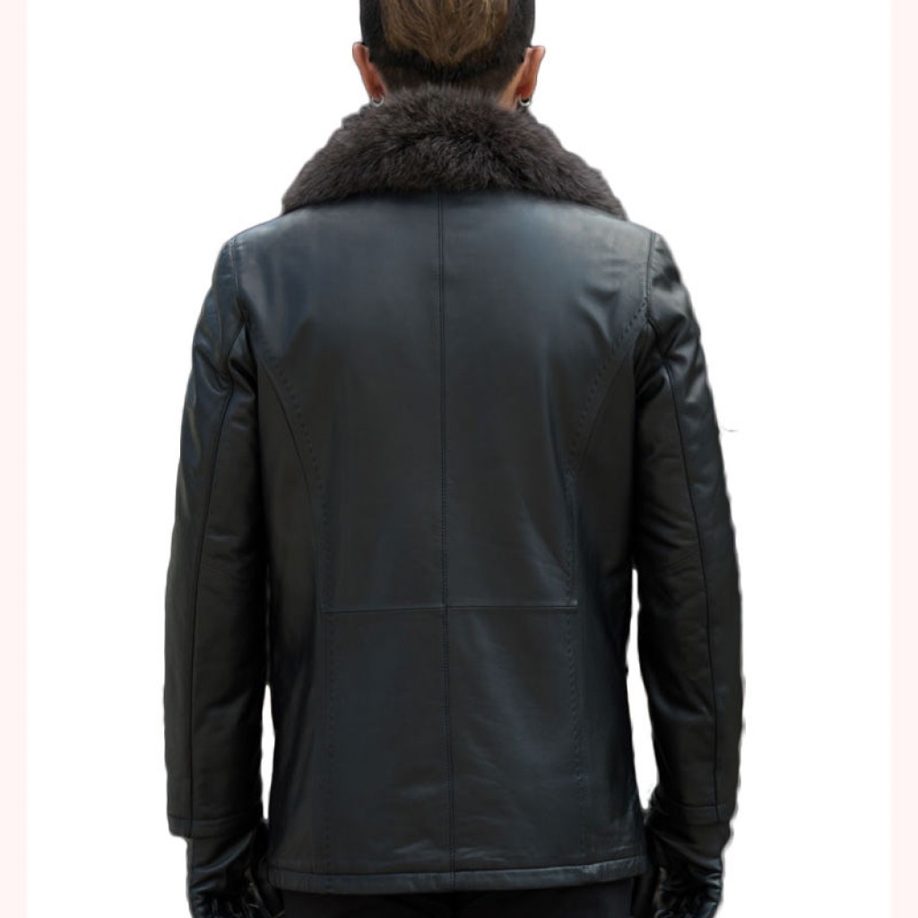 Winter Leather Coat Men's Genuine Leather Haining Middle-Aged and Young Men's Sheepskin Big Fur Collar Leather Coat Fleece-Lined Thickened Winter Leather Coat Men's Genuine Leather Haining Middle-Aged and Young Men's Sheepskin Big Fur Collar Leather Coat Fleece-Lined Thickened