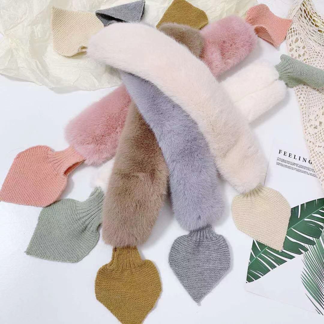 Korean Vortex Dongdaemun Solid Color Artificial Mink Hair Children's Cross Scarf Winter Fur Collar Warm Baby Girl Princess Scarf Korean Vortex Dongdaemun Solid Color Artificial Mink Hair Children's Cross Scarf Winter Fur Collar Warm Baby Girl Princess Scarf