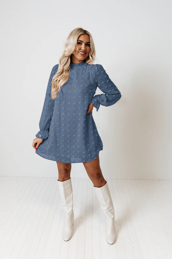 2022 Europe and America Cross Border Amazon Autumn and Winter Lace Collar Puff Sleeve Chiffon Embroidered Fur Ball Dress Dress for Women 2022 Europe and America Cross Border Amazon Autumn and Winter Lace Collar Puff Sleeve Chiffon Embroidered Fur Ball Dress Dress for Women