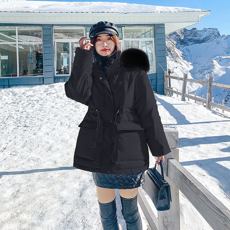 Down Jacket Women's 202 New Short Winter Korean Style Pinghu Wholesale White Duck down Thick Fur Collar Parker Waist Down Jacket Women's 202 New Short Winter Korean Style Pinghu Wholesale White Duck down Thick Fur Collar Parker Waist