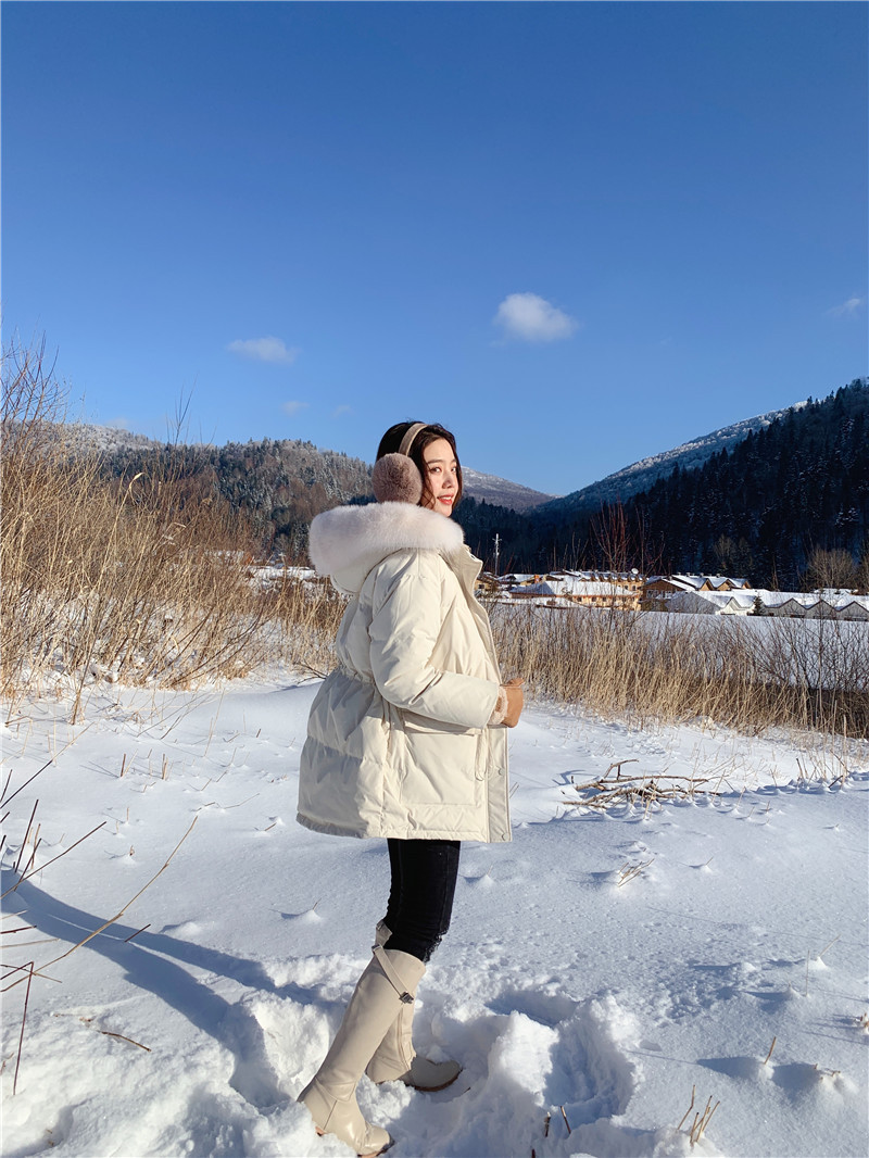 Down Jacket Women's 202 New Short Winter Korean Style Pinghu Wholesale White Duck down Thick Fur Collar Parker Waist Down Jacket Women's 202 New Short Winter Korean Style Pinghu Wholesale White Duck down Thick Fur Collar Parker Waist