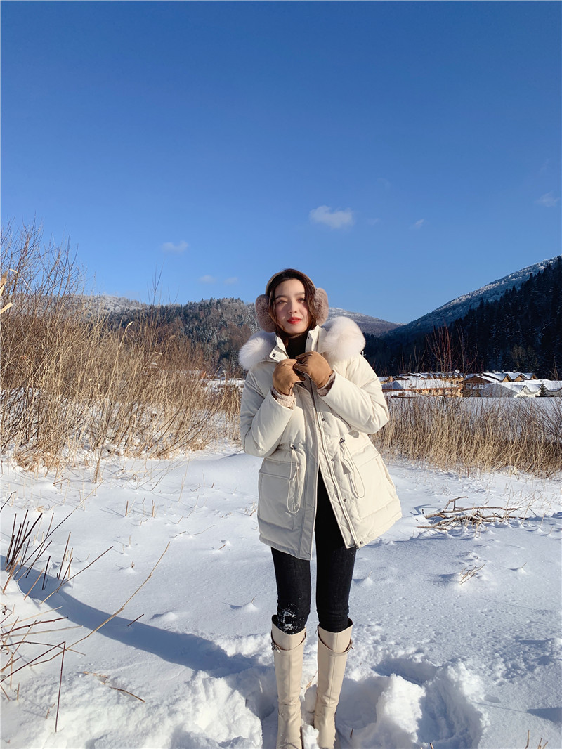 Down Jacket Women's 202 New Short Winter Korean Style Pinghu Wholesale White Duck down Thick Fur Collar Parker Waist Down Jacket Women's 202 New Short Winter Korean Style Pinghu Wholesale White Duck down Thick Fur Collar Parker Waist