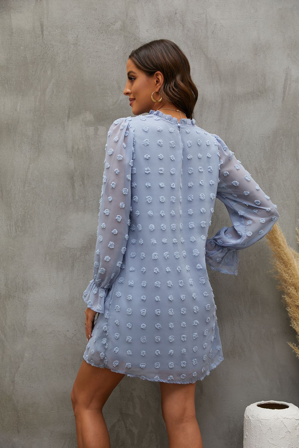 2022 Europe and America Cross Border Amazon Autumn and Winter Lace Collar Puff Sleeve Chiffon Embroidered Fur Ball Dress Dress for Women 2022 Europe and America Cross Border Amazon Autumn and Winter Lace Collar Puff Sleeve Chiffon Embroidered Fur Ball Dress Dress for Women