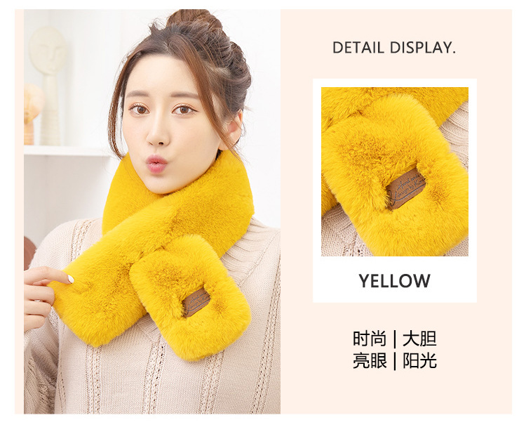 New Korean Style Fur Collar Labeling Cross Imitate Rex Rabbit Fur Plush Scarf Women's Winter Thicken Thermal Imitation Rabbit Fur Scarf New Korean Style Fur Collar Labeling Cross Imitate Rex Rabbit Fur Plush Scarf Women's Winter Thicken Thermal Imitation Rabbit Fur Scarf
