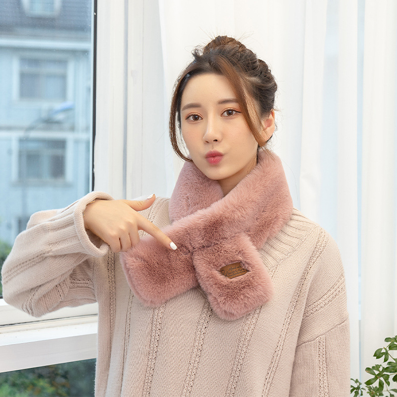 New Korean Style Fur Collar Labeling Cross Imitate Rex Rabbit Fur Plush Scarf Women's Winter Thicken Thermal Imitation Rabbit Fur Scarf New Korean Style Fur Collar Labeling Cross Imitate Rex Rabbit Fur Plush Scarf Women's Winter Thicken Thermal Imitation Rabbit Fur Scarf