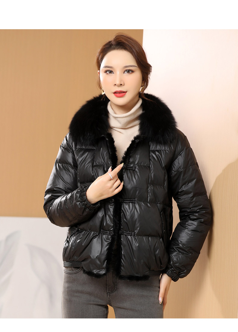 Fox Fur Collar down Jacket Women's 202 New Short High-End Mink Fur Retro Buckle White Duck down Coat Fox Fur Collar down Jacket Women's 202 New Short High-End Mink Fur Retro Buckle White Duck down Coat