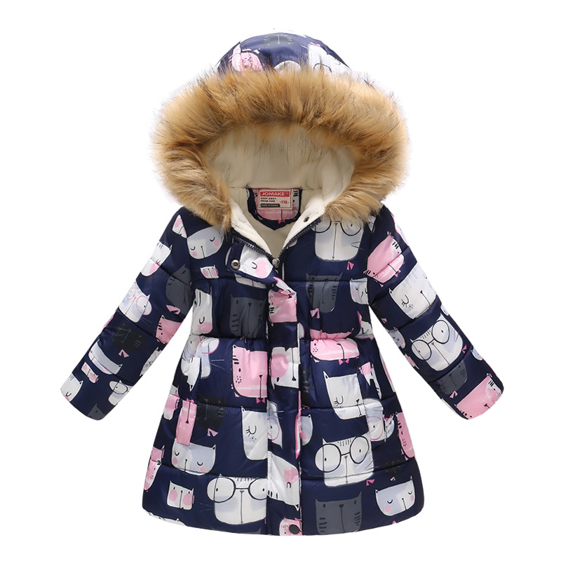 New Children's Clothing Boys and Girls MultiColor Printing Children's Long Fur Collar Hooded Cotton Overcoat Cotton Coat New Children's Clothing Boys and Girls MultiColor Printing Children's Long Fur Collar Hooded Cotton Overcoat Cotton Coat