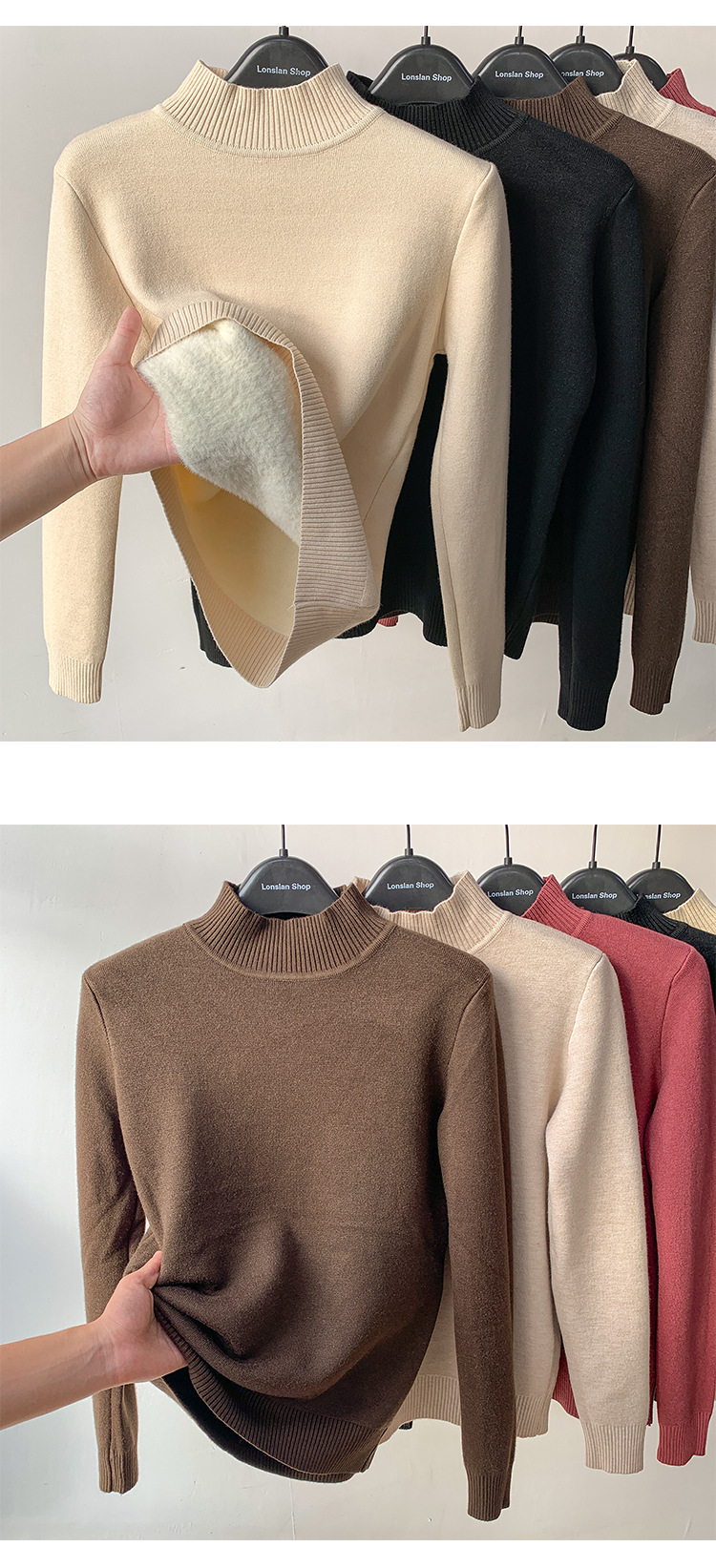 Velvet Padded Sweater Women's Winter 2021autumn and Winter New Thickened Integral Velvet Half-High Collar Inner Match Mink Fur Bottoming Shirt Fashion Velvet Padded Sweater Women's Winter 2021autumn and Winter New Thickened Integral Velvet Half-High Collar Inner Match Mink Fur Bottoming Shirt Fashion