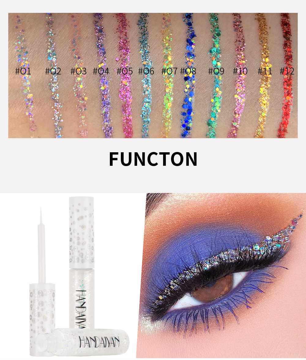 Han Daiyan Color Liquid Eyeliner Eye Shadow 12 PCs Dream Shiny Eyeliner Set Jelly Colorful Sequin Eyeshadow Han Daiyan Color Liquid Eyeliner Eye Shadow 12 PCs Dream Shiny Eyeliner Set Jelly Colorful Sequin Eyeshadow